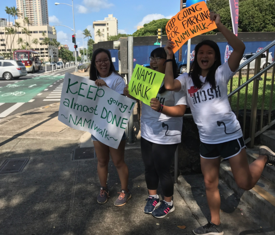 On Oct. 14, 2017, volunteers from the HOSA club grouped together in support of the National Alliance on Mental Illness this Saturday, as they drew posters and cheered on participants of the 5K walk. They learned the importance of awareness on Mental Illnesses as the walk drew 700 walkers and drew the attention of passerby. Photo by HOSA 2017.
