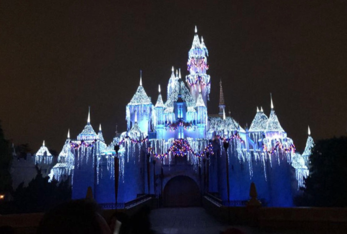 “Believe in Holiday Magic” Christmas lights illuminates the famous castle at the happiest place on Earth. Many Disney guests arrive hours prior to the magical firework display to ensure the perfect viewing spot. This holiday show is so beautiful and important that some have made it an annual holiday tradition. Photo by Maya Kawano 2017.