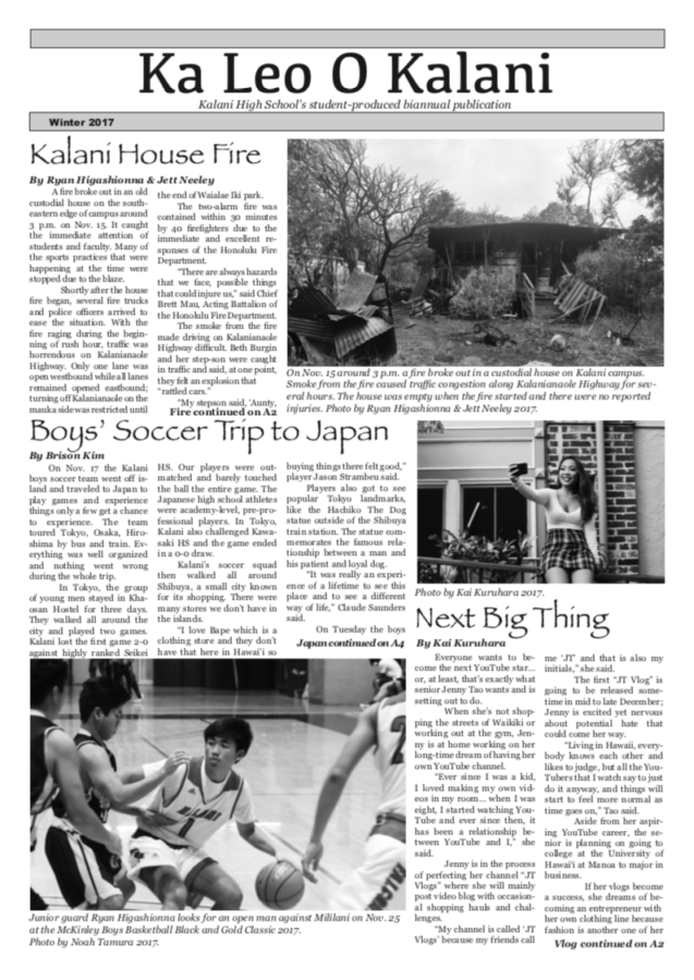 Winter+2017+print+publication+of+Ka+Leo+O+Kalani%2C+the+student+newspaper+of+Kalani+High+School.+