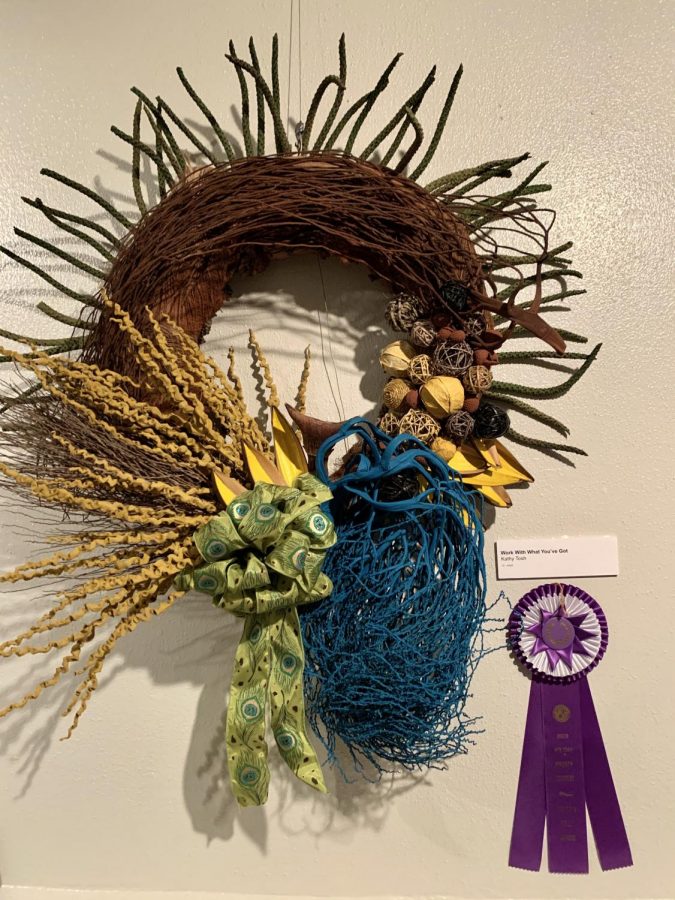 Winner Kathy Tosh’s “Work With What You’ve Got” wreath won the overall “Best in Show” prize, receiving the 2019 Mayor’s Holly Award of $200. Part of Honolulu’s 2019 City Lights, the 34th Annual Holiday Wreath Contest is held in the Lane Gallery of Honolulu Hale, Downtown. Displayed from Dec. 7 - 31, the contest awarded winners with prize money ranging from $25-$200. Divisions included Adult, Youth, and this year’s “Holiday Hale” Theme Category. Photo by Liahna Sedillo 2019. 