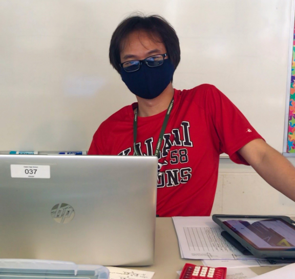 Mr. Nguyen started teaching math at Kalani in 2020. Photo by Kylie Tanimura and Daniel Zheng.. 
