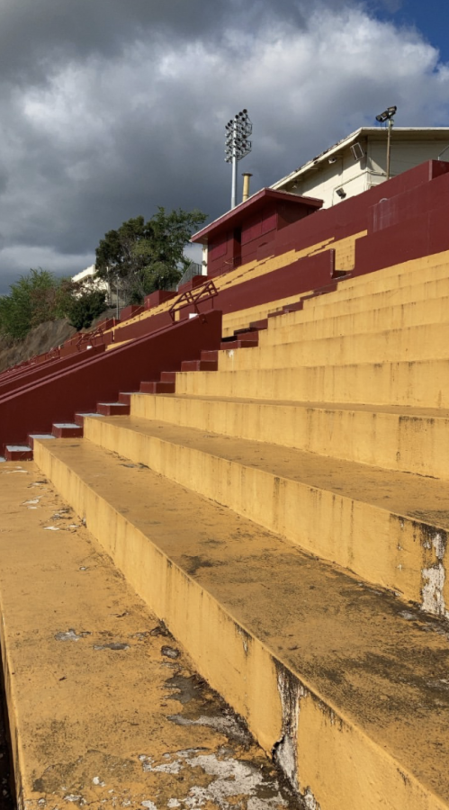 The stadium at Roosevelt High School was empty for 18 months as COVID-19 regulations prohibited spectators at high school athletic events. All of that changed on Oct. 20, when the OIA eased restrictions. Today, spectators are allowed at OIA sporting events as long as they are vaccinated, masked, and follow social distancing protocols. Photo by Azriel Badon. 