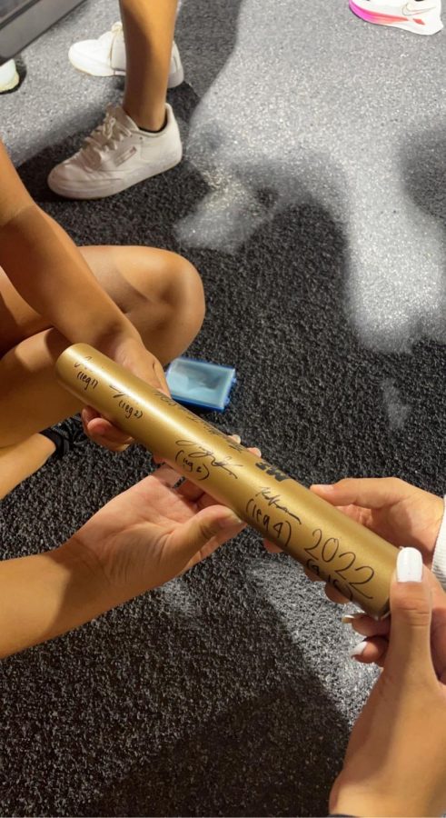 We all signed the baton after place 6th. The time we ran is the current school record in the 4x400m relay (so it’s    special). 
