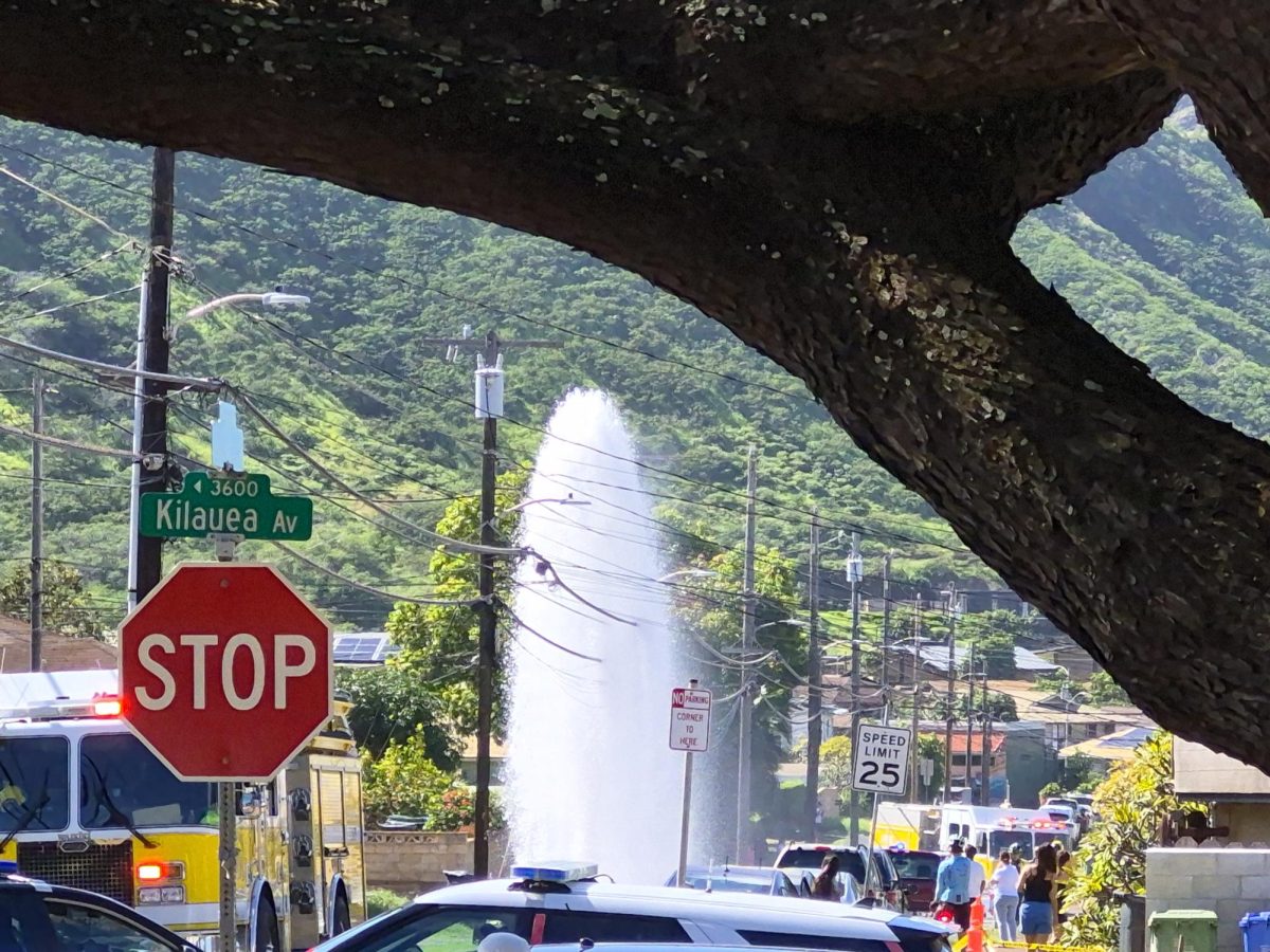 A fire hydrant on 12th Ave. burst in the morning on Sunday, Feb. 1, after it was struck by a car, according to authorities on site, The Honolulu Fire Department (HFD) Engine No. 7, the Honolulu Police Department, and Emergency Medical Services responded. 
